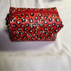 Stella‎ & Dot Red Black & White Leopard Hearts Print Jewelry Bag